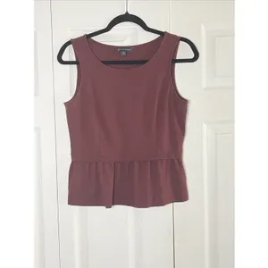 Brooks Brothers Peplum Top Womens Size S Burgundy Sleeveless‎ Ponte Knit Career thumbnail 2
