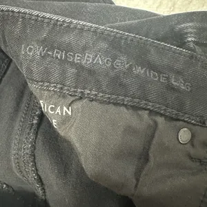 American Eagle Womens Size 8 Low Rise Baggy Wide Leg Jeans Black‎ Wash Stretch thumbnail 6