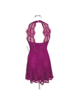 Lulus Hometown Girl Magenta Lace Skater Dress Sleeveless Mini Size Medium NWT thumbnail 7