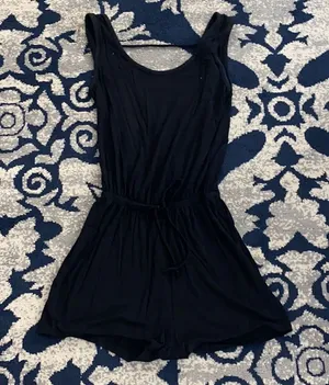 Cotton Sleeveless Romper Black thumbnail 1