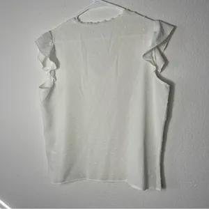 SHEIN VCAY Swiss Dot Guipure Lace Panel Ruffle Sleeve Blouse size Medium thumbnail 3