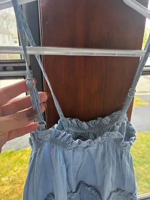 Primark Denim Co. Tiered Chambray Mini‎ Dress - Light Wash - Size 2 thumbnail 6