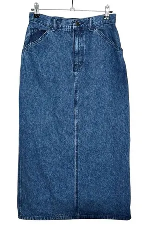 Vintage Real Comfort Denim Cargo Cotton Midi Skirt Y2K Utility Jean Skirt Sz 8P thumbnail 1