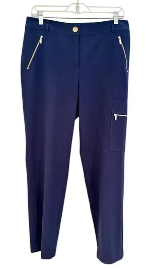 St. John Crepe Sport Zipper Straight‎ Leg Pants Women's 8 Navy Career Casual thumbnail 1