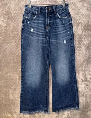 Lee High Rise Wide Leg Distressed Denim Jeans Blue thumbnail 2