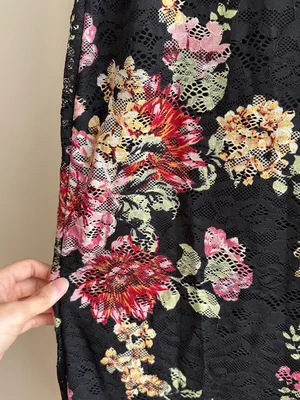 AFRM Los Angeles Lacey Black Floral Lace Two-Piece Midi Dress Set, Size S/M thumbnail 14