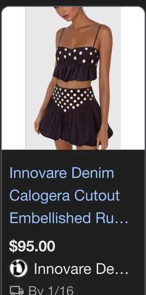 Boutique Matching Set Skirt & Top Black Size XXS thumbnail 2
