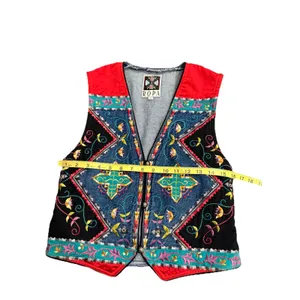 Vintage Hairston Roberson ROPA Denim‎ Vest Women's Small Floral Embroidery USA thumbnail 11