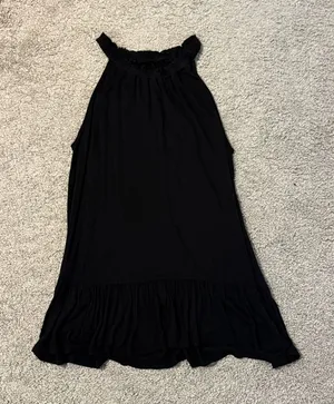 LOFT Black Ruffle Hem Tunic Medium thumbnail 1