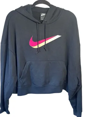 Nike Crop Icon Clash Hoodie Size Small Kangaroo Pocket Oversized‎ Comfy Black thumbnail 1