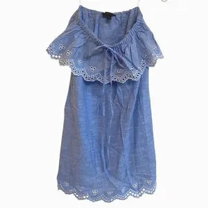 J. Crew Beach Chambray Eyelet ruffle Swim Cover‎ Dress - XS EUC thumbnail 4