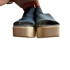Free People - Zoe Platform Vintage Heels Blue Suede Size 39 (US 8.5–9) thumbnail 5