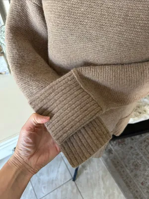J.Jill light brown wool knit boat neck Boxy relaxed drop shoulder sweater L thumbnail 3