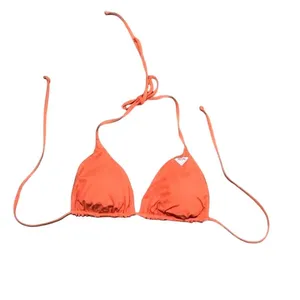 Roxy Bikini Top Womens Size S Reversible Triangle Halter Tie Floral Orange thumbnail 3