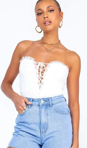Princess Polly NWOT Strapless Lace Bodysuit thumbnail 1