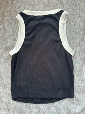 Ribbed Black White Tank Top Size XS thumbnail 3