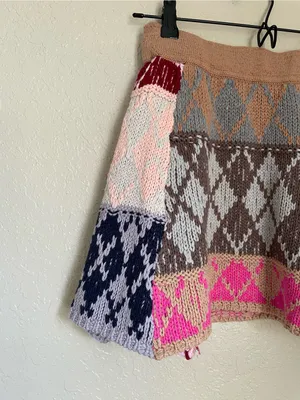 Free People After School Mini Skirt Size Small Pink Combo Flare Sweater Knit thumbnail 8