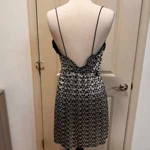 Zara Womens Black Silvered Checkered Dress S Metallic Rock Glam Cocktail Party thumbnail 4