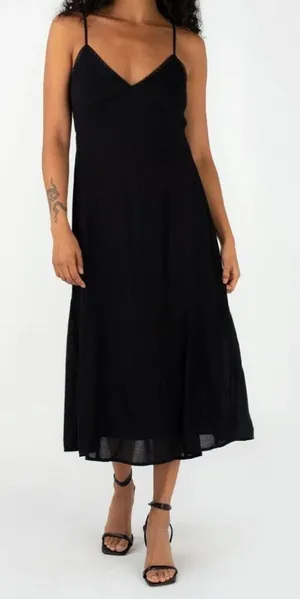 Lovestitch Women's Size Small Slow Dance Slip Dress Black Midi Sleeveless V-Neck thumbnail 1