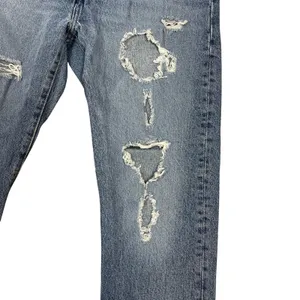Levi's Premium 501 Jeans 28 Distressed Ripped Thrashed Grunge Straight Leg Denim thumbnail 13