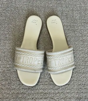 A New Day St. Tropez Beige Slide Sandals - Women's Casual Slip-On Size 9! thumbnail 1