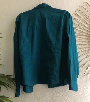 Teal blue button up down long sleeve collared shirt Size XL thumbnail 2