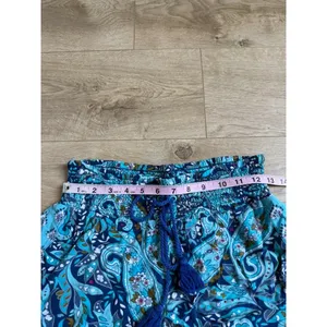 EUC Vera Bradley wide-leg palazzo pants blue teal paisley 100% rayon size M thumbnail 7