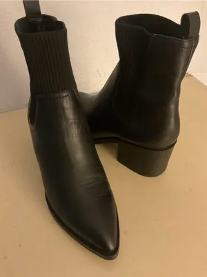 Steve Madden women black leather Chelsea short boots US 8.5 thumbnail 2
