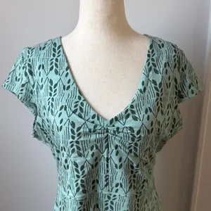Toad&Co Teal Patterned Dress Size Medium Organic Cotton Blend thumbnail 2