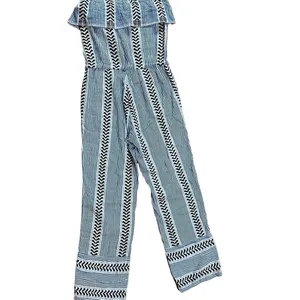Lemlem Kesiti Strapless Jumpsuit blue‎ print ruffle top sz small thumbnail 3