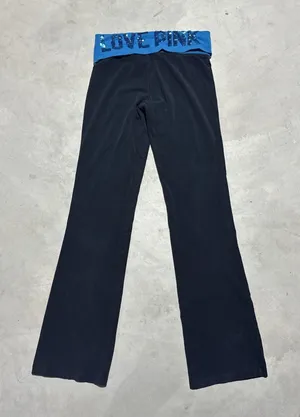 Victoria's Secret Low Rise Y2K Yoga Flare Leg Pants Logo Thick Band Leggings S HTF thumbnail 1