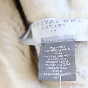 Ann Taylor Beige Shearling Faux Zip Up Jacket Classic Minimalist XS Petite NWT thumbnail 6