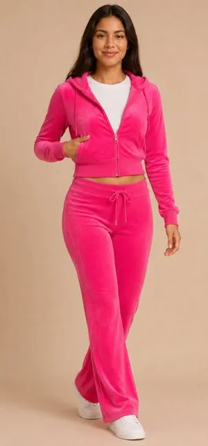 Juicy Couture Pink Velour Tracksuit OG Rhinestone Logo Women’s L NWT thumbnail 1