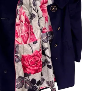 Anthropologie Leifsdottir Navy Blue Fleece Wool Button Up Coat Horse Buttons 6 thumbnail 5