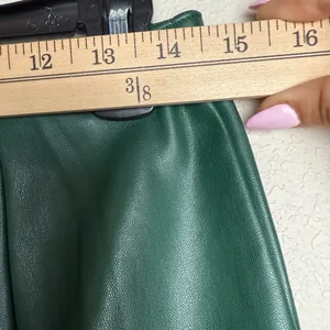 Hollister Women Size Small Green Faux Leather ultra high rise retro‎ mini skirt thumbnail 5