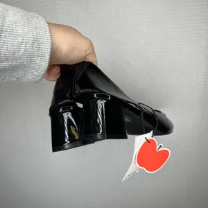 CIDER‎ Black Patent Leather Square Toe Slingback Block Heel Shoes Size 41 thumbnail 3