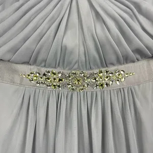 Adrianna Papell Gray Jeweled Waistband Strapless Flowy‎ Chiffon Mini Dress thumbnail 2