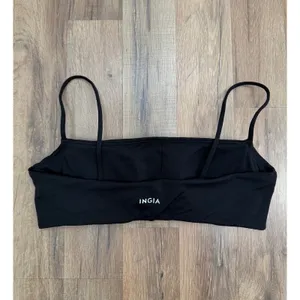 INGIA Black Bandeau Bikini Top XL‎ Stretch Minimal Swim Bralette Strap thumbnail 3