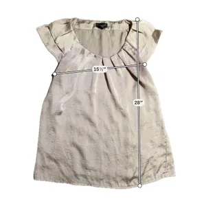 Spense Womens Taupe Satin Pleated Scoop‎ Neck Flutter Sleeve Blouse Top Size M thumbnail 3
