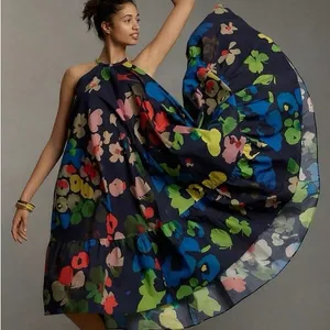 Anthropologie WHIT TWO Floral Halter Midi Dress‎ size xs thumbnail 1