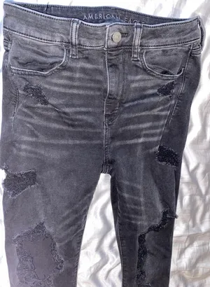American Eagle Black Ripped Jeggings thumbnail 2