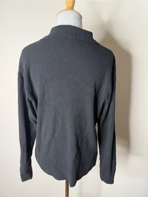 Uniqlo Black Rib Knit Polo thumbnail 7