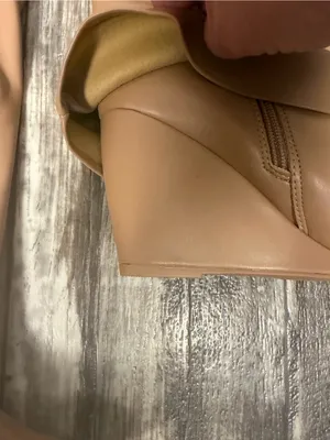 Over-the-Knee Smooth Beige Faux Leather Wedge Boots Size 9.5 Wide thumbnail 7
