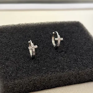 13mm Cross Hoop Earrings for Men Women Streetwear Punk Hip Hop Unisex Earrings thumbnail 2