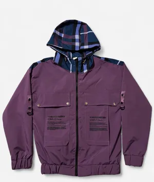 10.Deep x Pokémon Pikachu hooded windbreaker jacket purple plaid size L thumbnail 1
