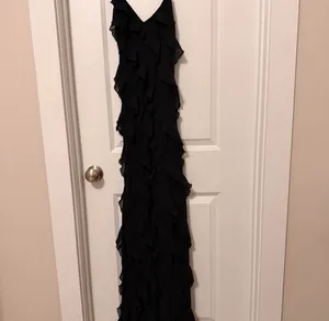 Altar'd State Ruffle Black Dress maxi thumbnail 4
