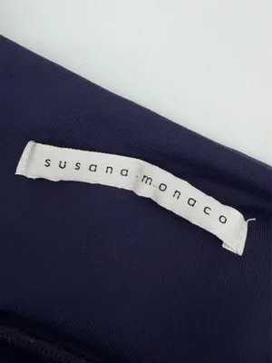Susana Monaco Dress Womens XS Navy Blue Pleated Strapless Pocket Tube Minidress thumbnail 4