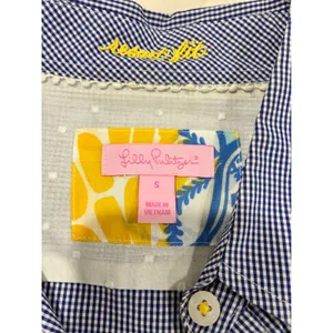 Lilly Pulitzer‎ Button Down Shirt Gingham Print Long Sleeve Top Womens Small thumbnail 3