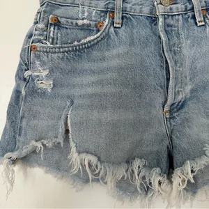 AGOLDE Distressed Jean Shorts Womens 27 Button Fly Blue Denim thumbnail 2
