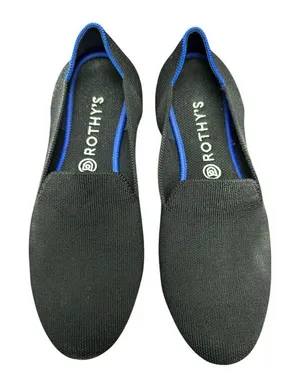 Rothys The Loafers Womens Black Pointed Toe Knit Flats Blue Halo Size 10.5 thumbnail 1